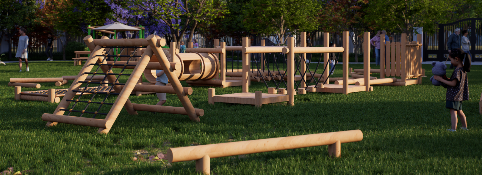 natural-log-adventure-trail-obstacle-course.jpg，Alt文本写成
   ：“Circuito de obstáculos de troncos naturales de grado comercial para patio de recreo escolar al aire libre