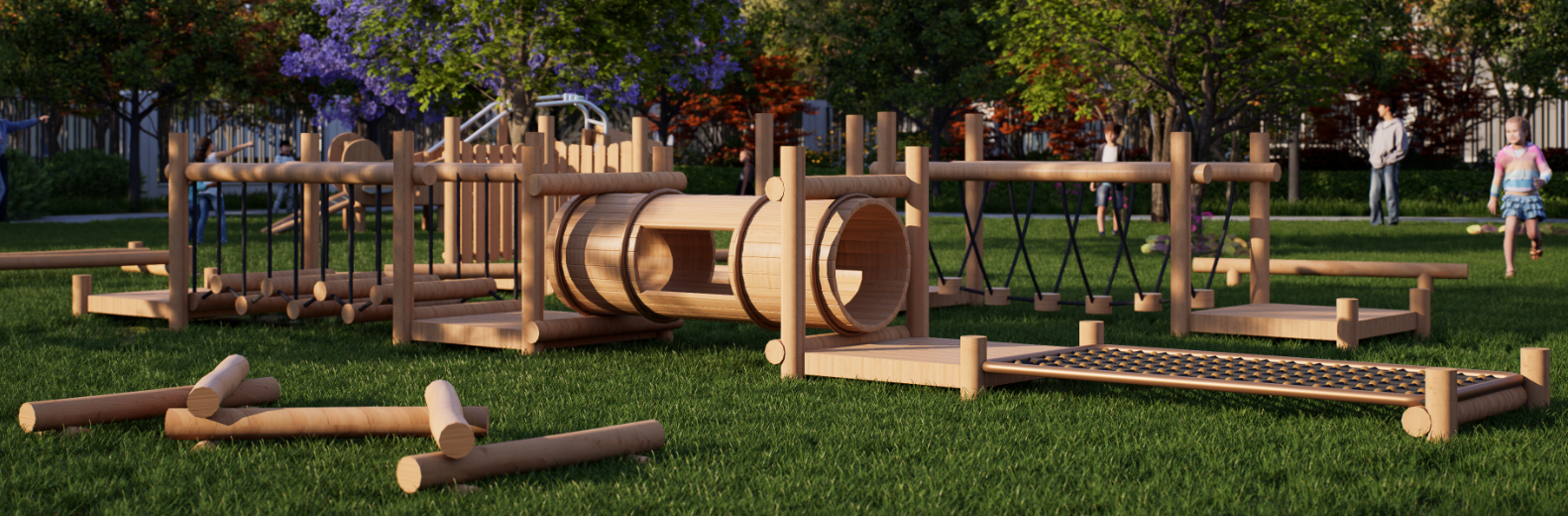 natural-log-adventure-trail-obstacle-course.jpg，Alt文本写成
   ：“Circuito de obstáculos de troncos naturales de calidad comercial para patio de recreo escolar al aire libre