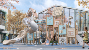 modern HPL outdoor playground with aluminum posts and multiple slides EN1176 certified