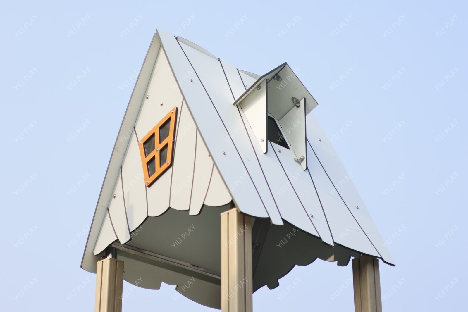 HPL outdoor playground set with aluminum posts, slides, and rope bridges EN1176 certified