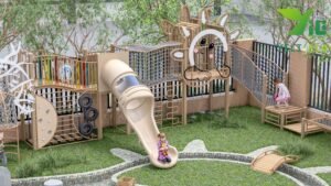 galvanized steel outdoor playground equipment with climbing towers tunnels and nets EN1176 certified