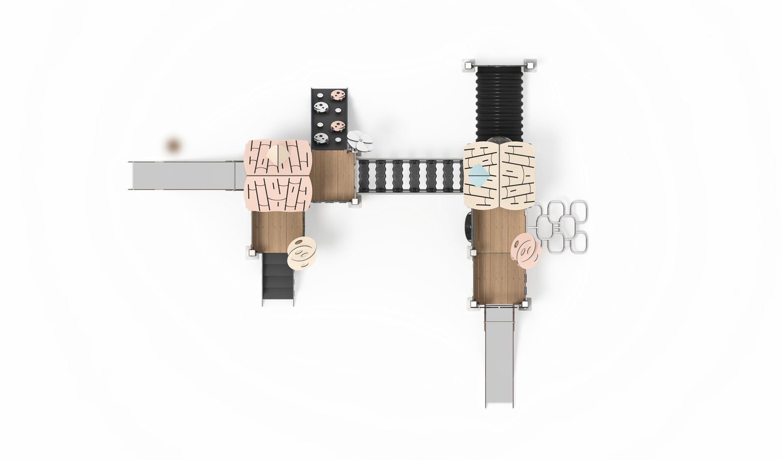 HPL and PE board playground with slides and climbing tunnel EN1176 certified