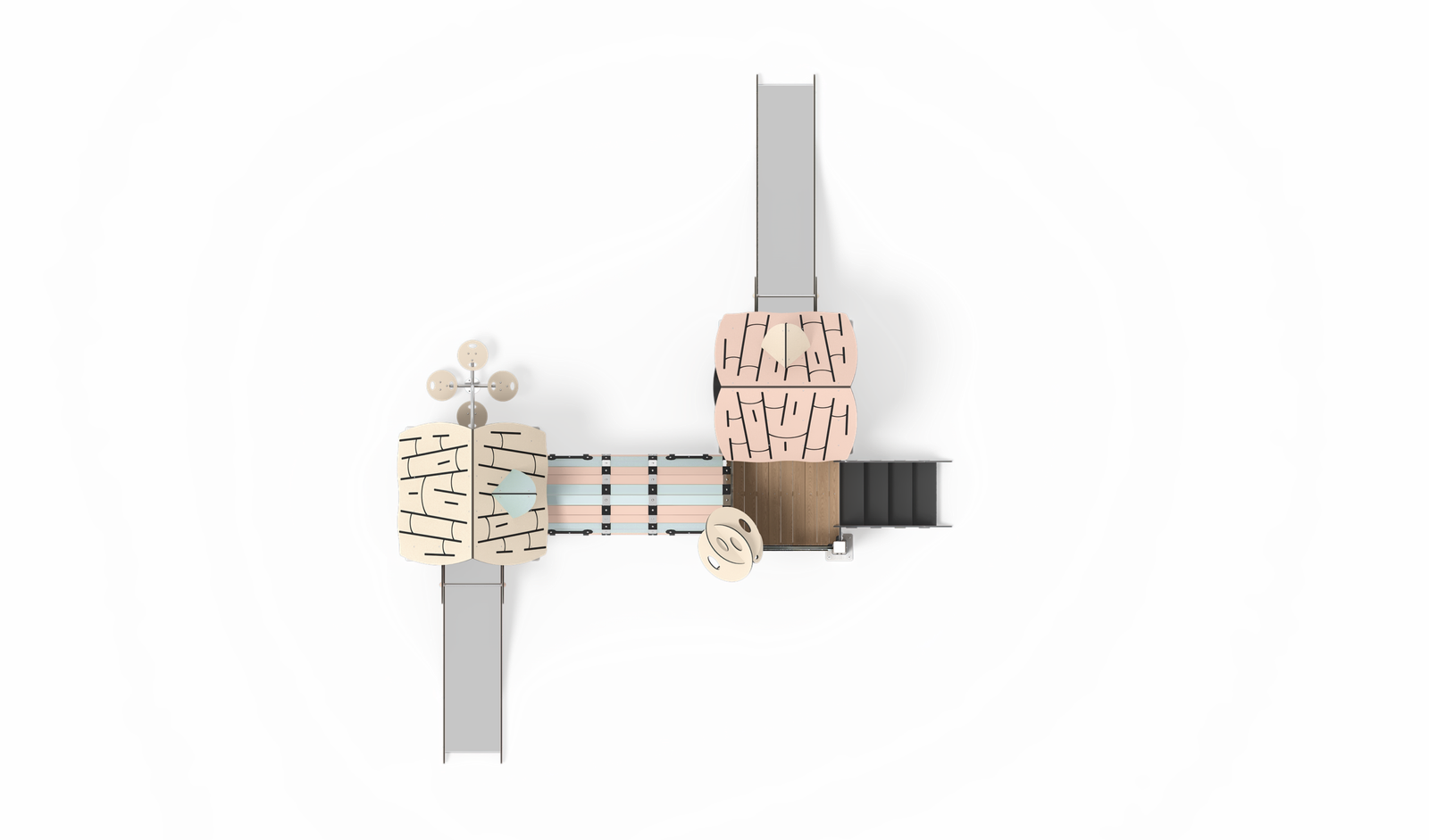 HPL and PE board playground with slides and climbing tunnel EN1176 certified