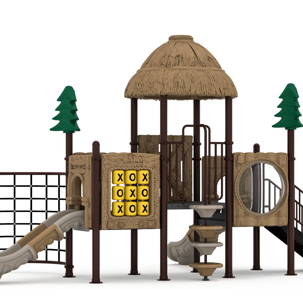 rotomolded plastic outdoor playground forest series with 114mm platforms and posts