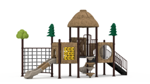 rotomolded plastic outdoor playground forest series with 114mm platforms and posts