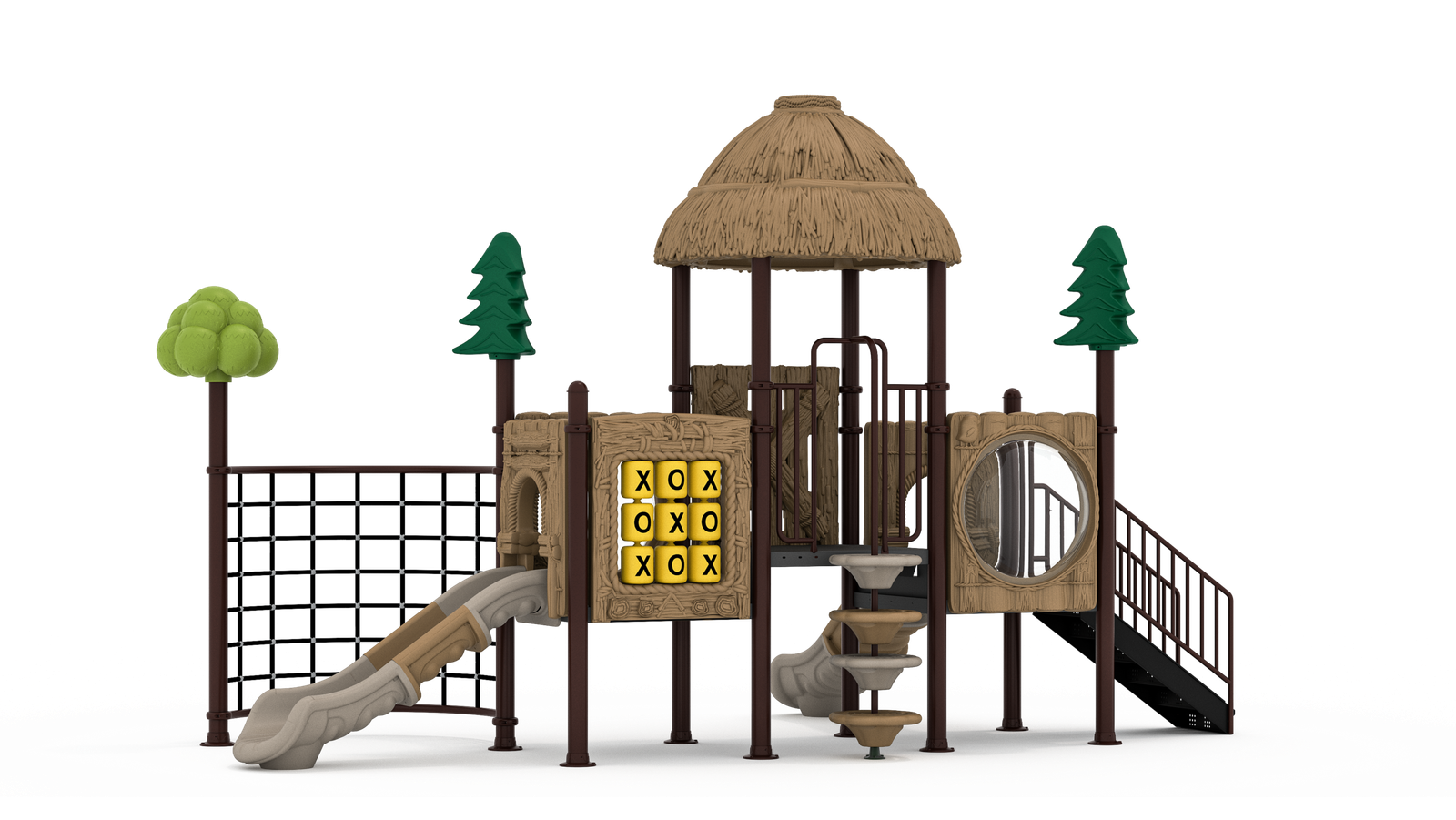 rotomolded plastic outdoor playground forest series with 114mm platforms and posts