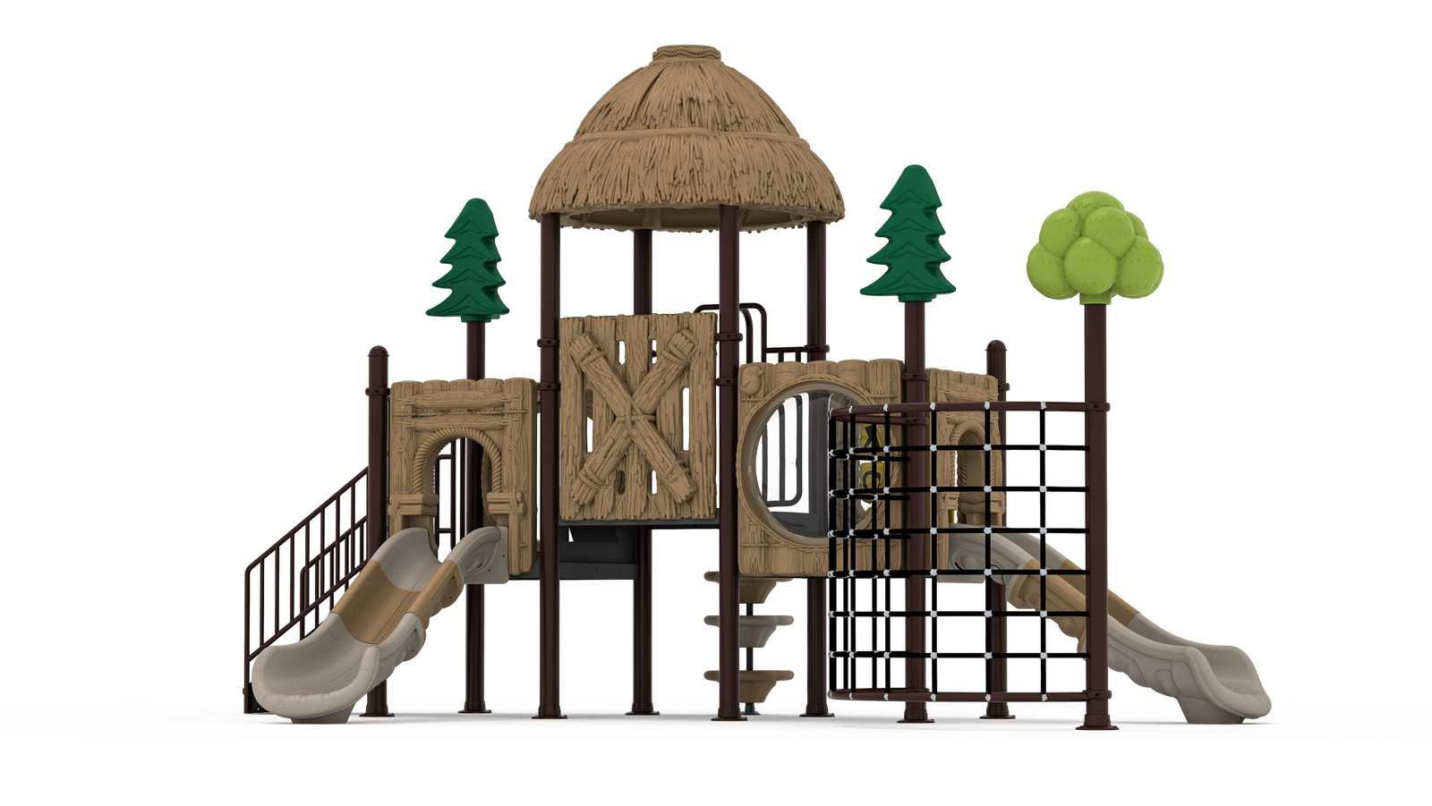 rotomolded plastic outdoor playground forest series with 114mm platforms and posts