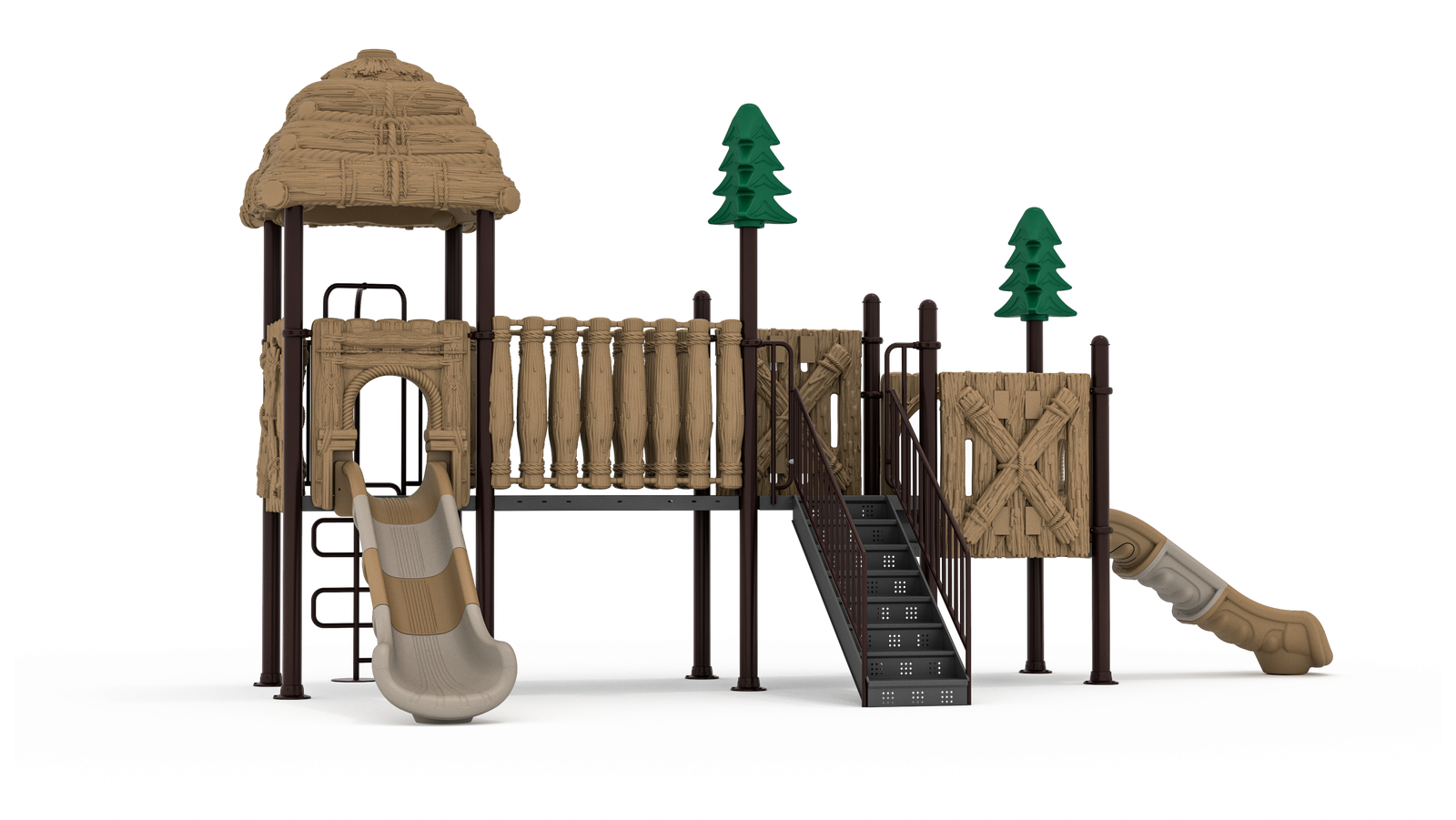 forest series rotomolded plastic outdoor playground with 114mm posts and coated platforms