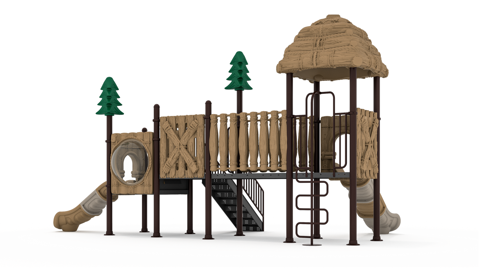 forest series rotomolded plastic outdoor playground with 114mm posts and coated platforms