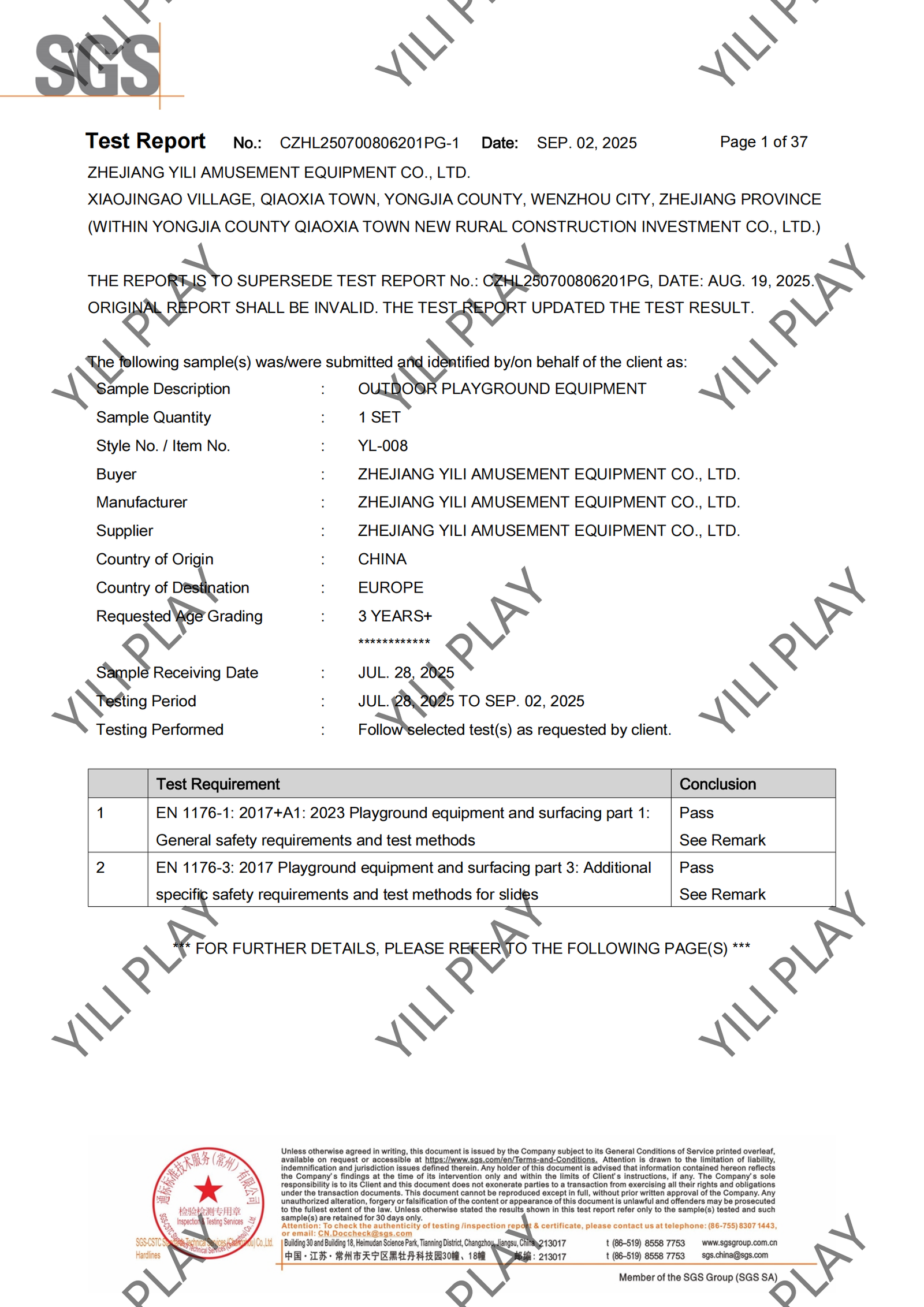 EN1176 certification