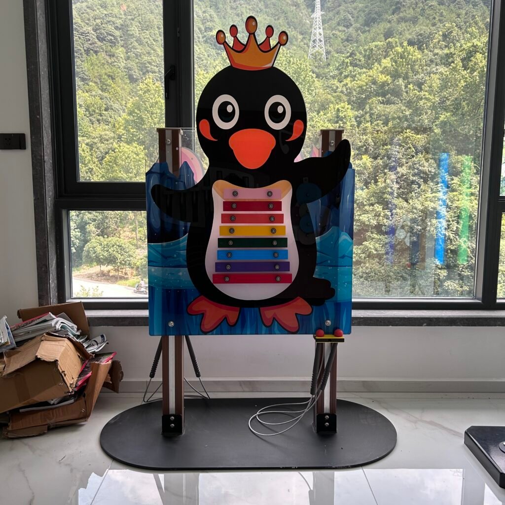 Q-version penguin outdoor musical play equipment with percussion panel made of high-quality PC board