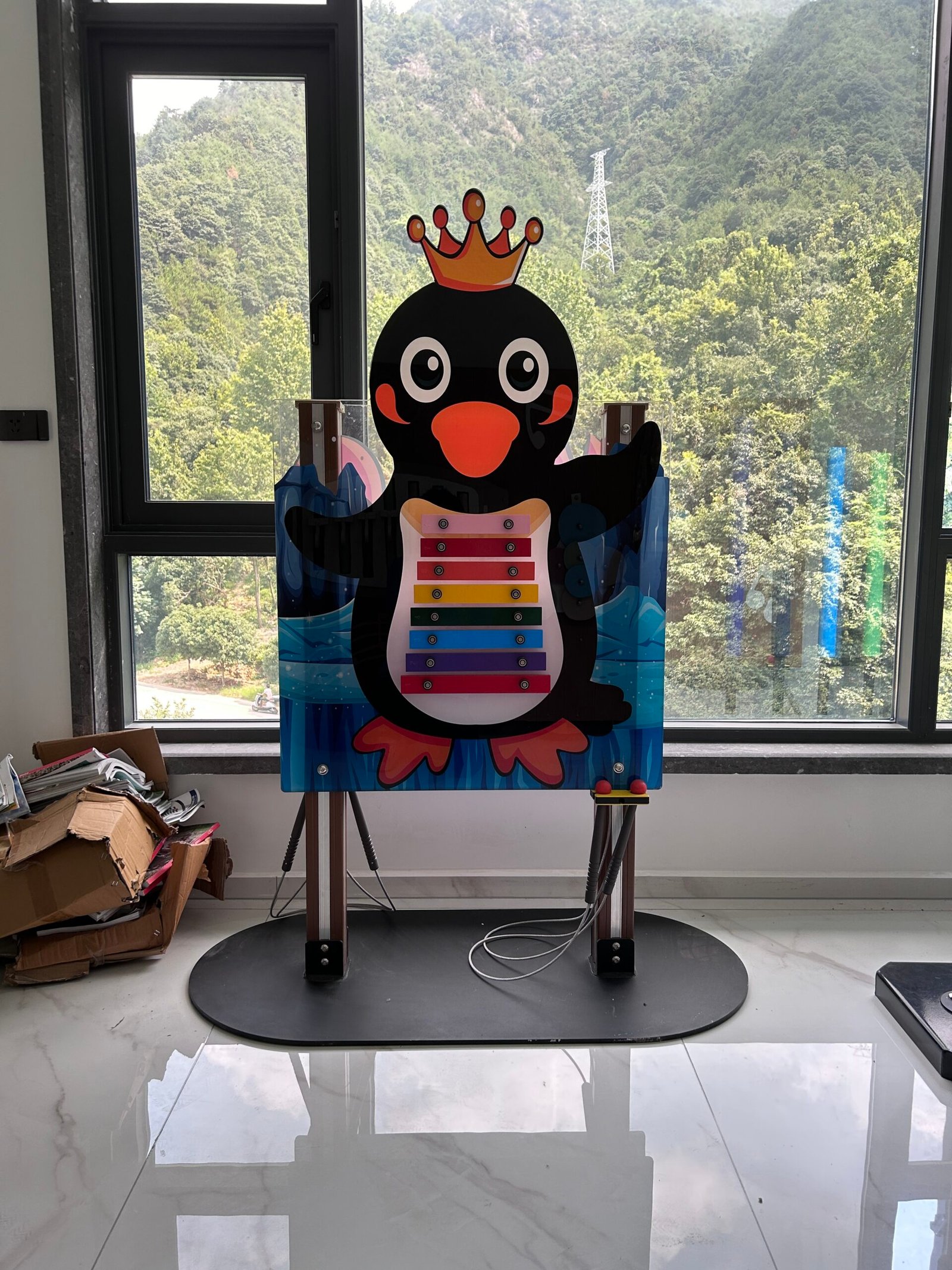 Q-version penguin outdoor musical play equipment with percussion panel made of high-quality PC board