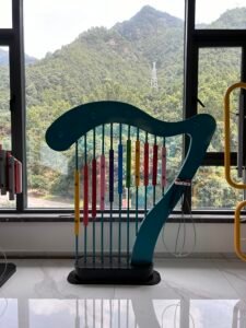 outdoor harp percussion instrument with galvanized steel and aluminum alloy, size 143×133×23 cm