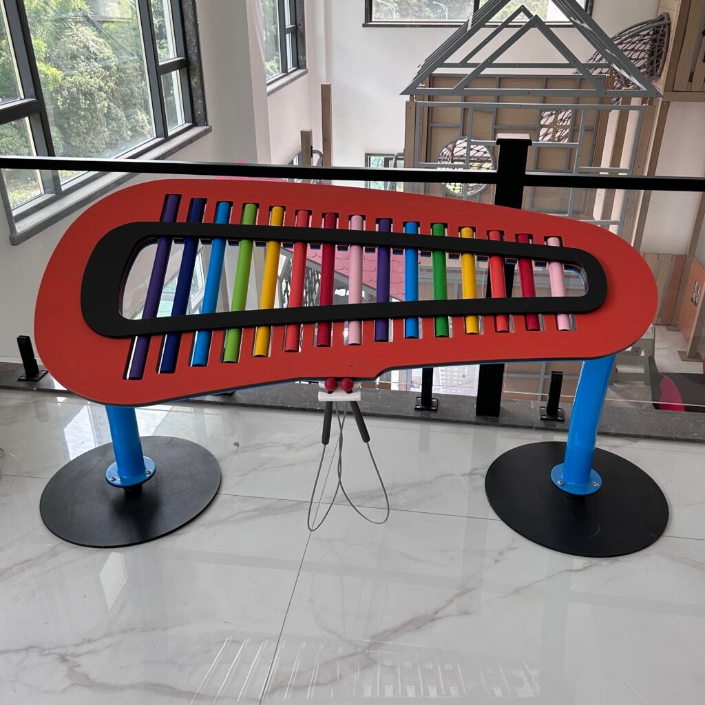 outdoor percussion xylophone with PE board, galvanized steel tubes, and aluminum alloy keys