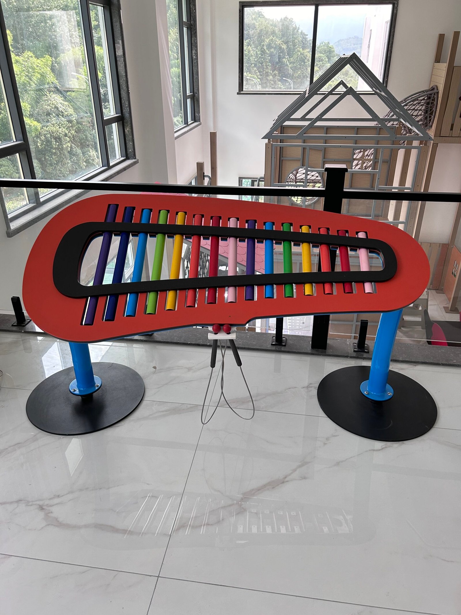 outdoor percussion xylophone with PE board, galvanized steel tubes, and aluminum alloy keys