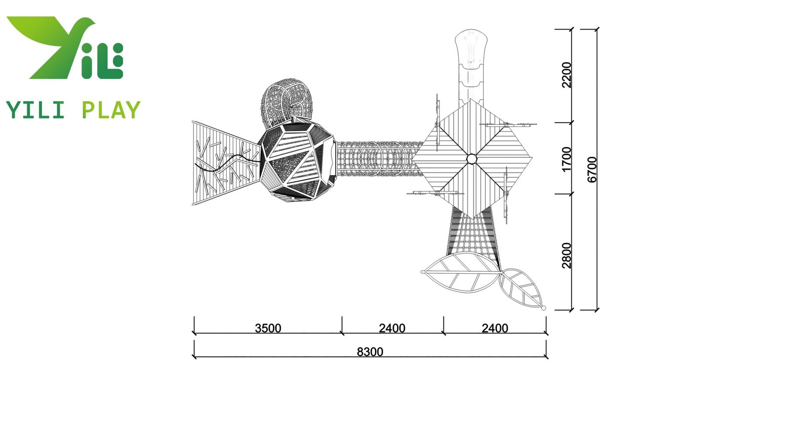 plastic wood birdcage outdoor playground equipment with climbing nets tunnels and slides EN1176 certified