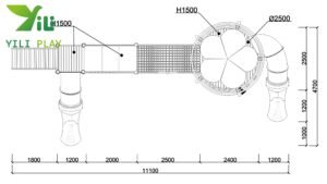 plastic wood and galvanized steel outdoor playground equipment with slides and climbing nets EN1176 certified