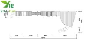 plastic wood outdoor playground equipment with tunnels slides and climbing nets EN1176 certified