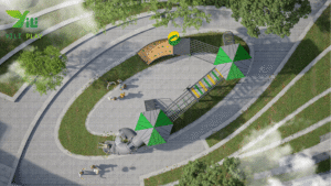 Macau Guanyin outdoor playground with climbing nets, tower structures, and transparent spiral tube slides